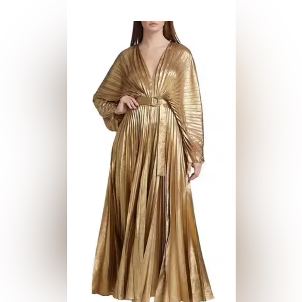 Acler Westover Gold Pleated Dress